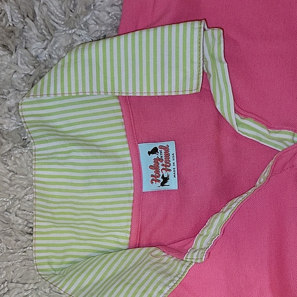 Haley and the Hound long sleeved dress collared (pink with green collar) - Picture 2 of 4